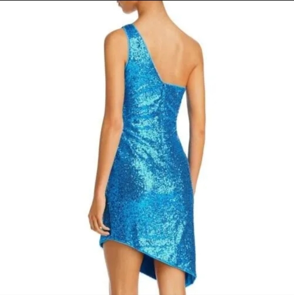 Aqua Assymetrical Sequin Dress NWT - Picture 2 of 5